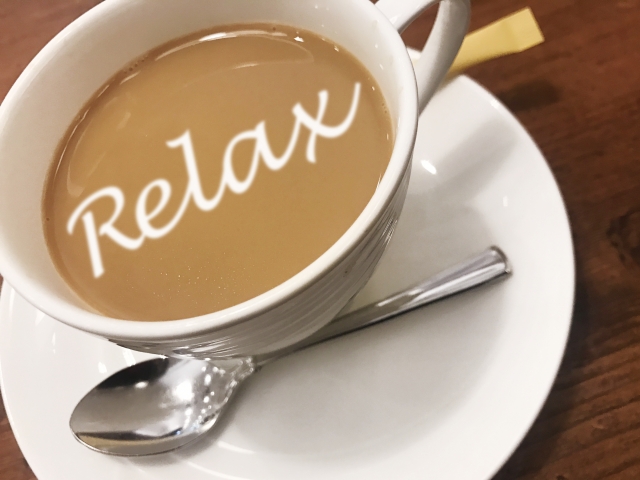 コーヒーにリラックスの文字